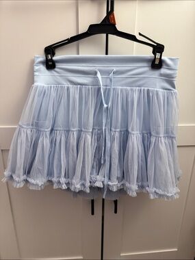Light Blue Tiered Tulle Mini Skirt
